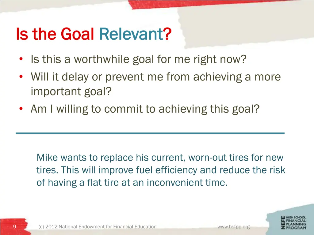 is the goal is the goal relevant