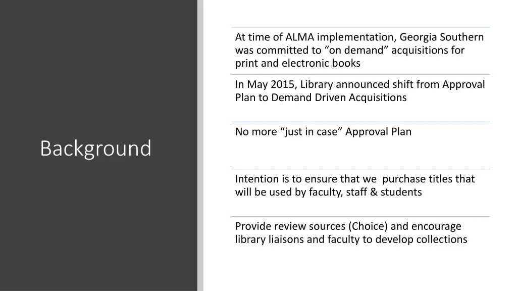 at time of alma implementation georgia southern