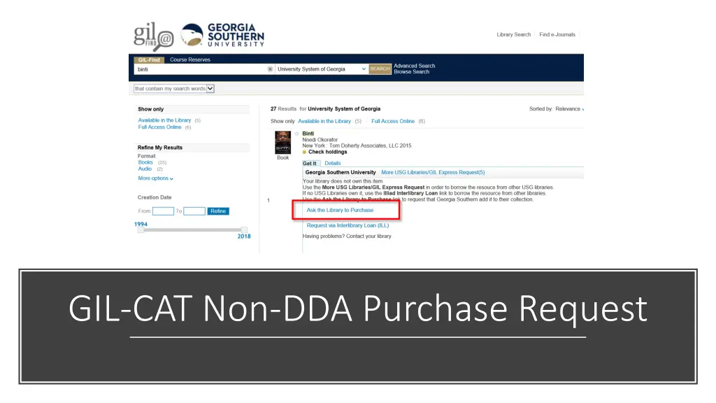 gil cat non dda purchase request