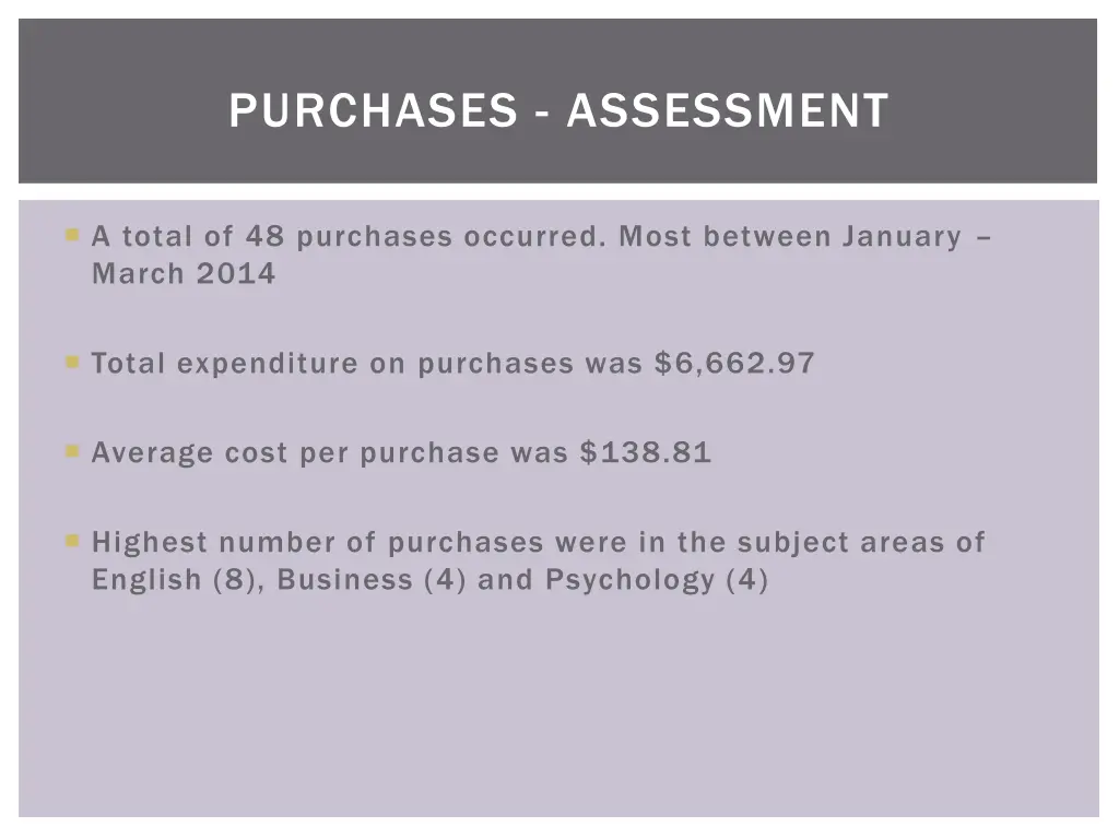 purchases assessment