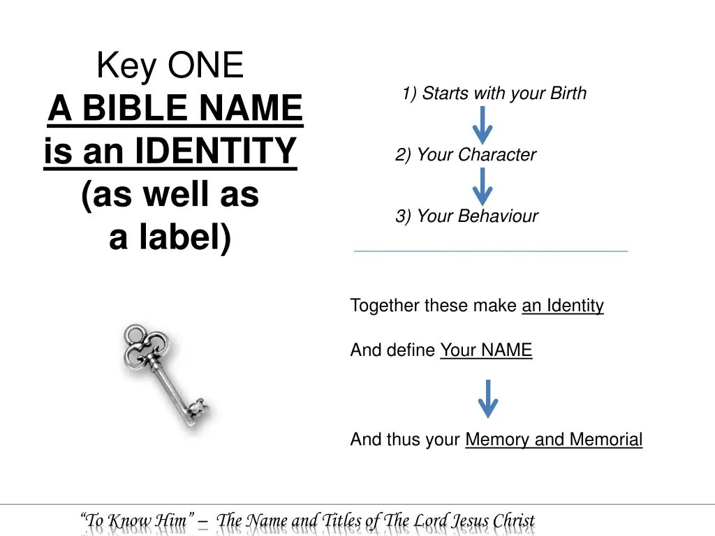 key one a bible name is an identity as well