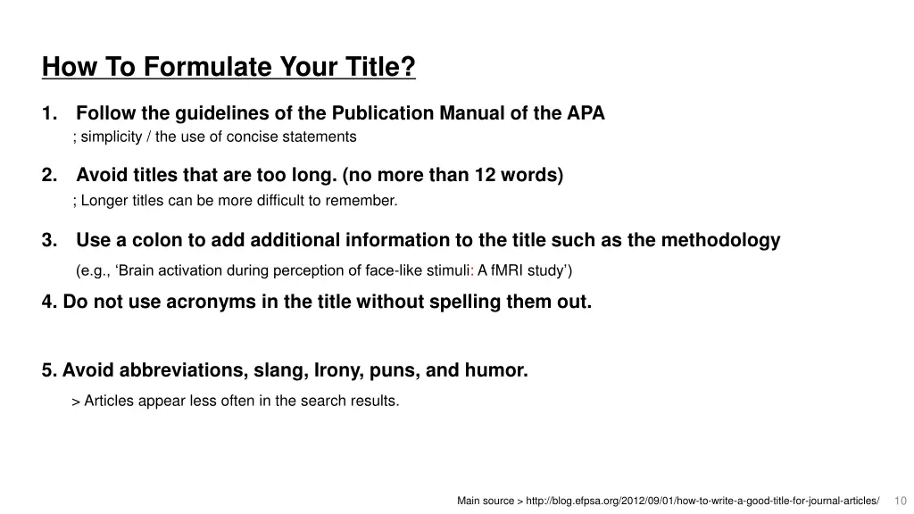 how to formulate your title