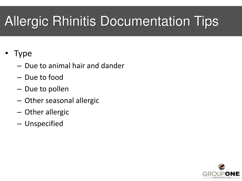 allergic rhinitis documentation tips