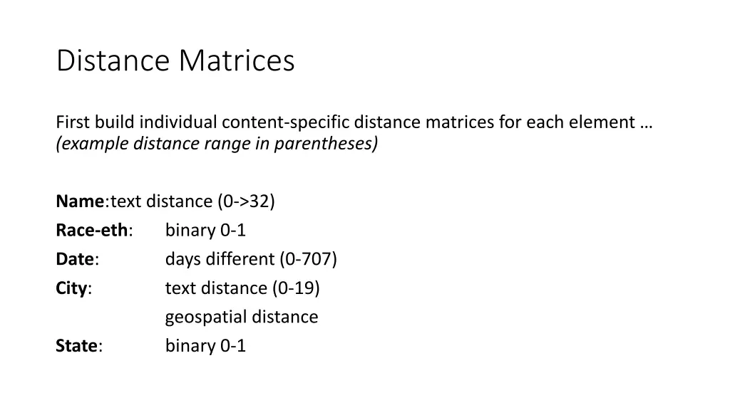 distance matrices 2