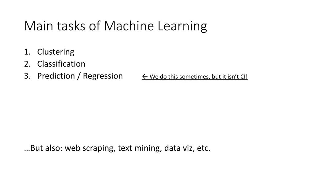 main tasks of machine learning