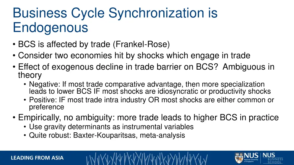 business cycle synchronization is endogenous