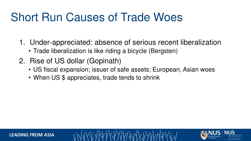 short run causes of trade woes