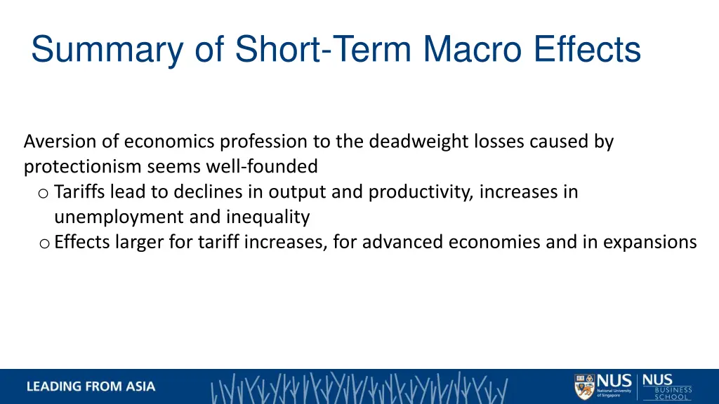 summary of short term macro effects