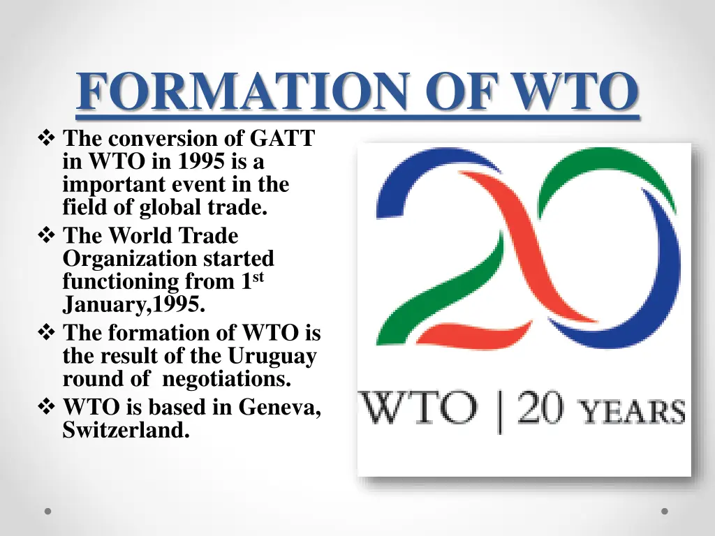 formation of wto the conversion of gatt