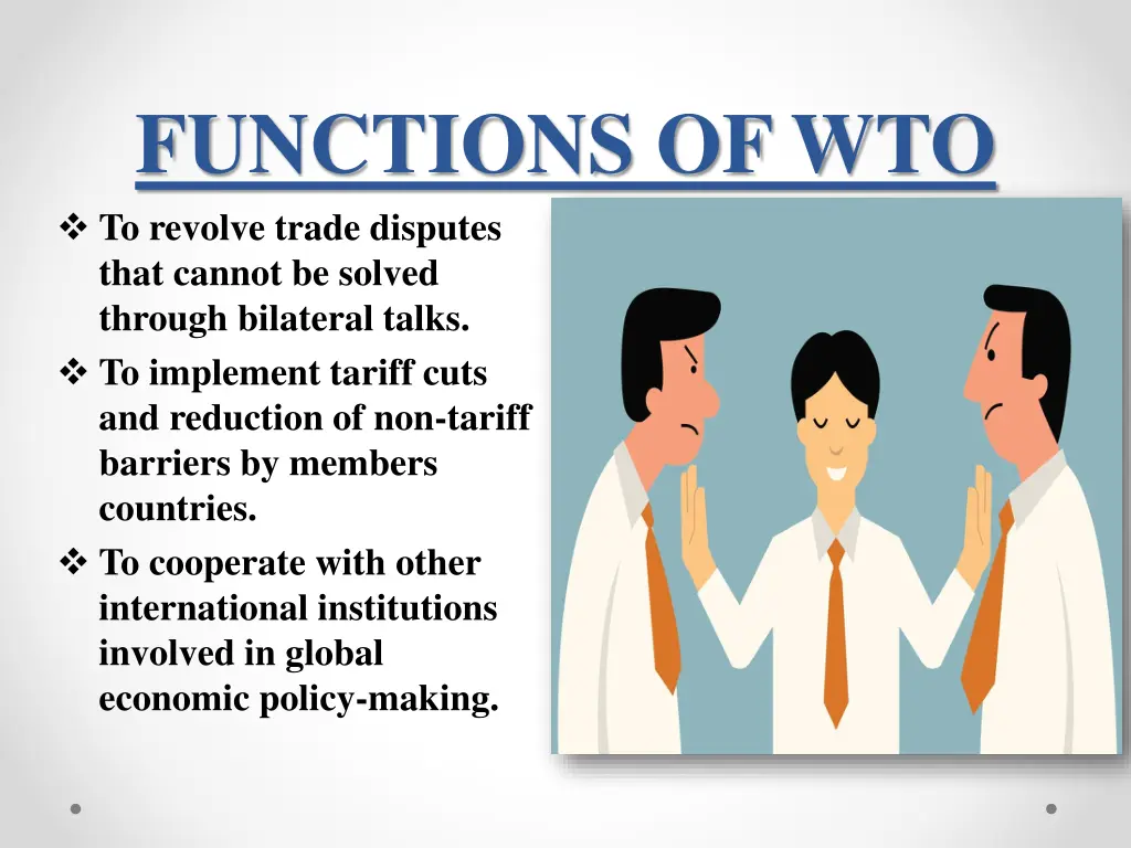 functions of wto to revolve trade disputes that