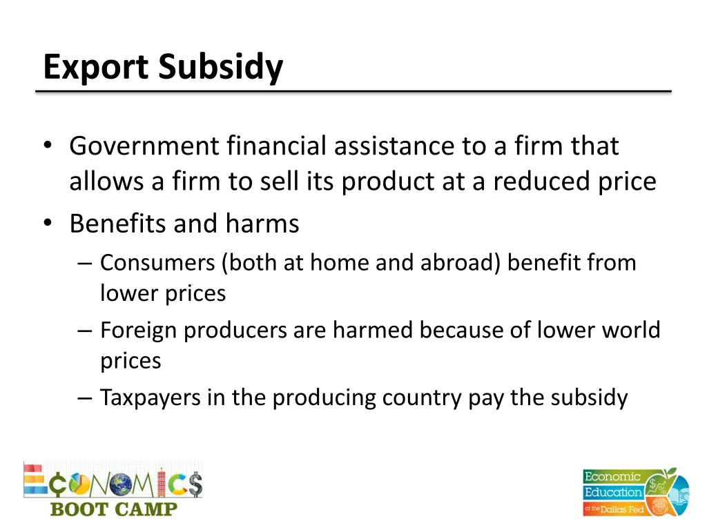 export subsidy