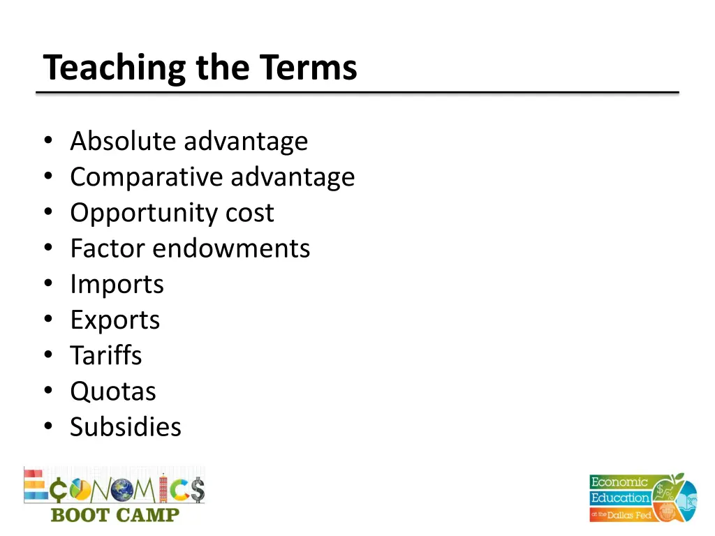 teaching the terms