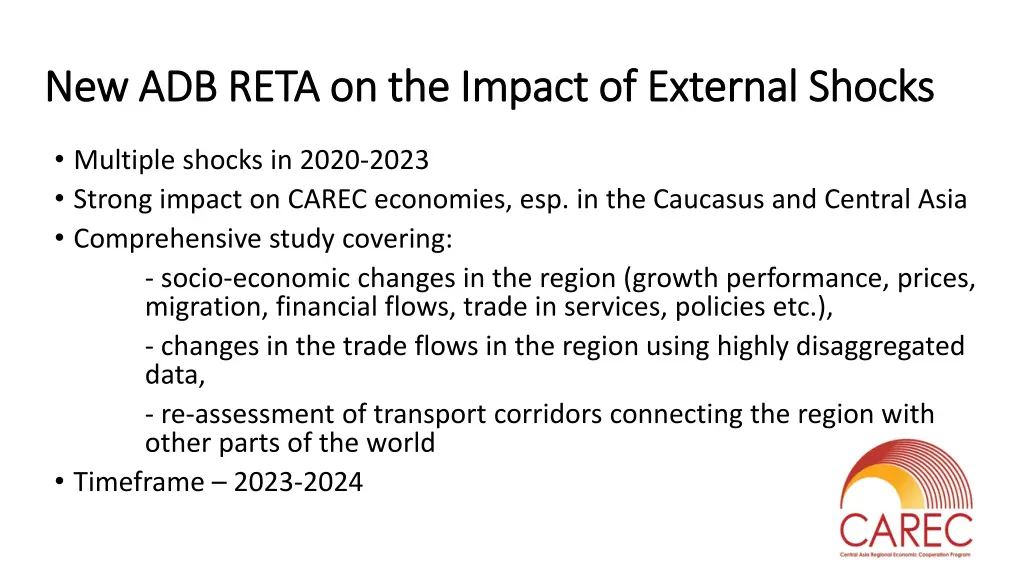 new adb reta on the impact of external shocks
