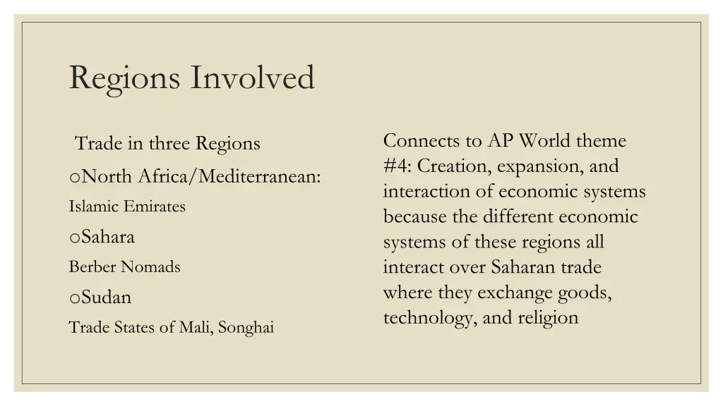 regions involved
