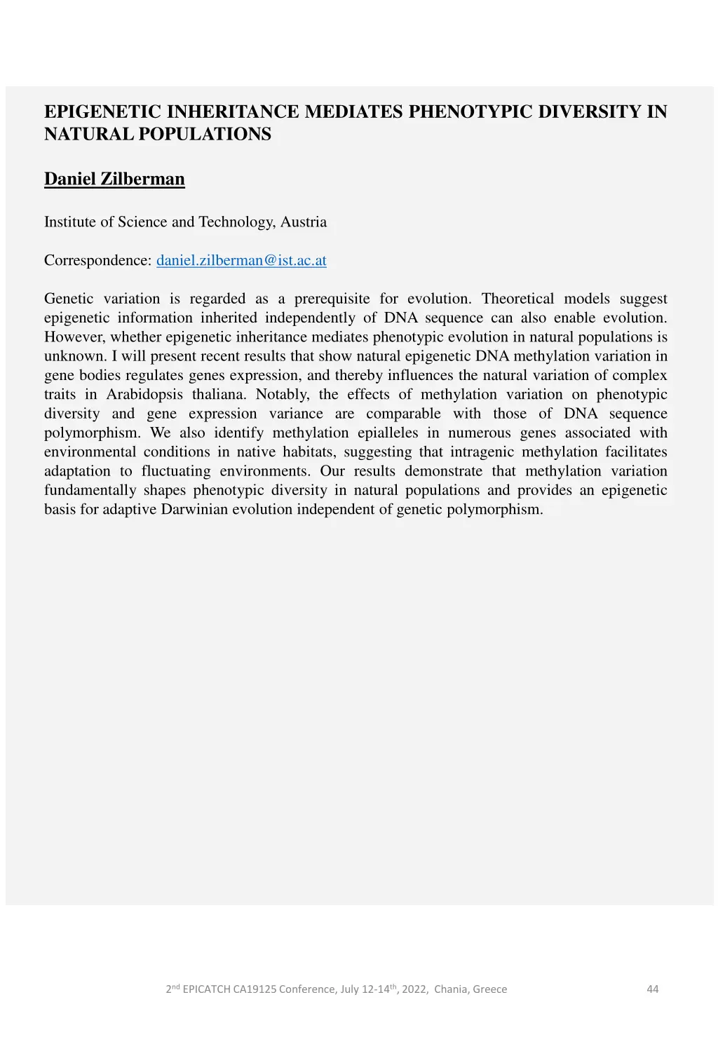 epigenetic inheritance mediates phenotypic