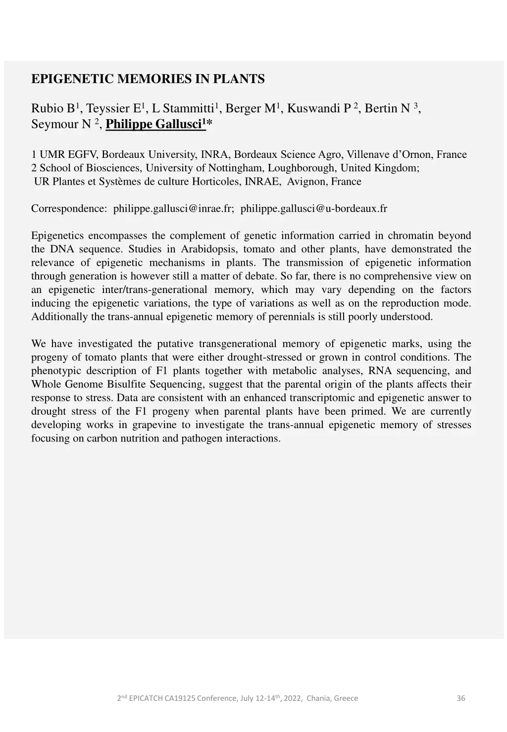 epigenetic memories in plants