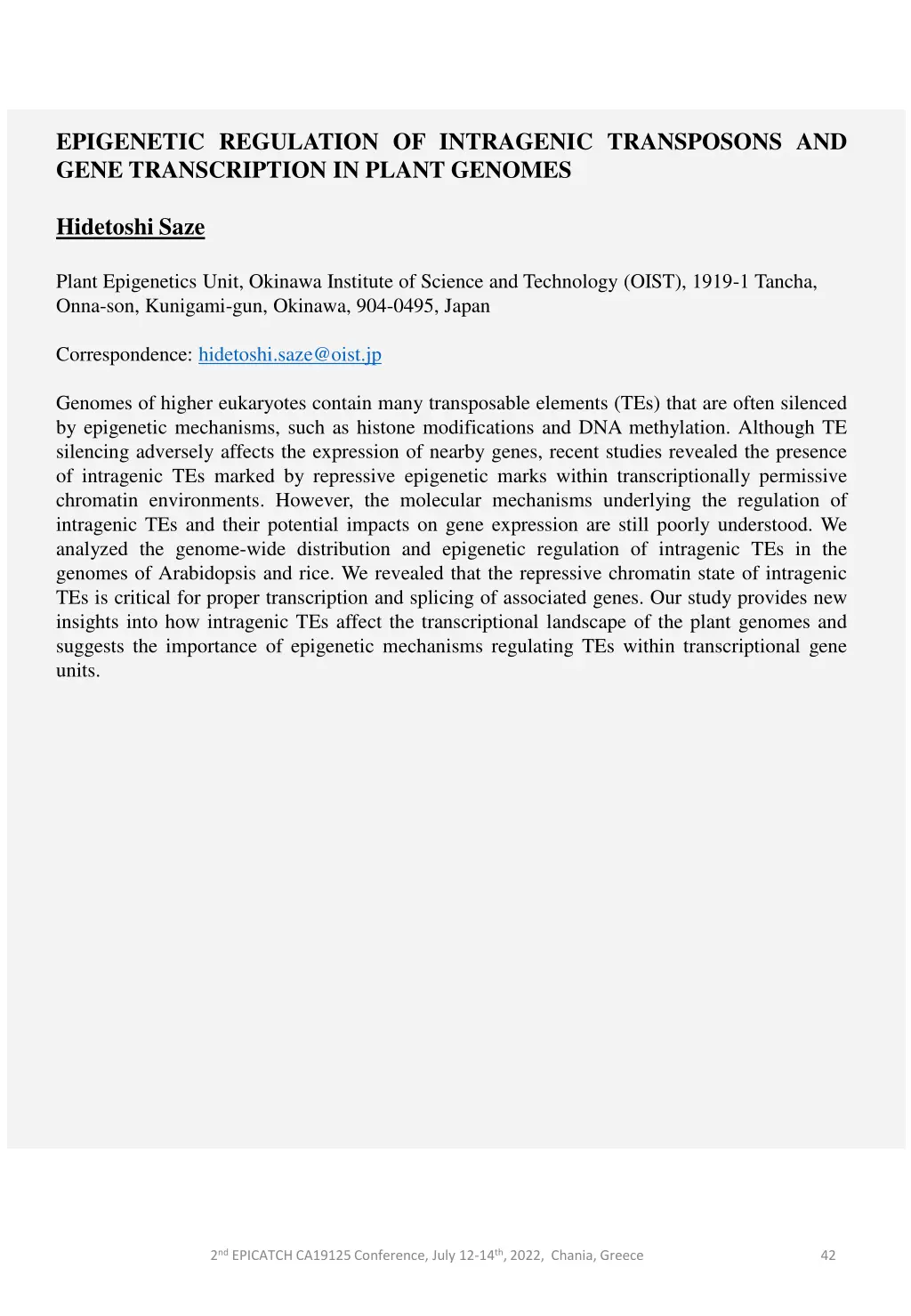 epigenetic regulation of intragenic transposons