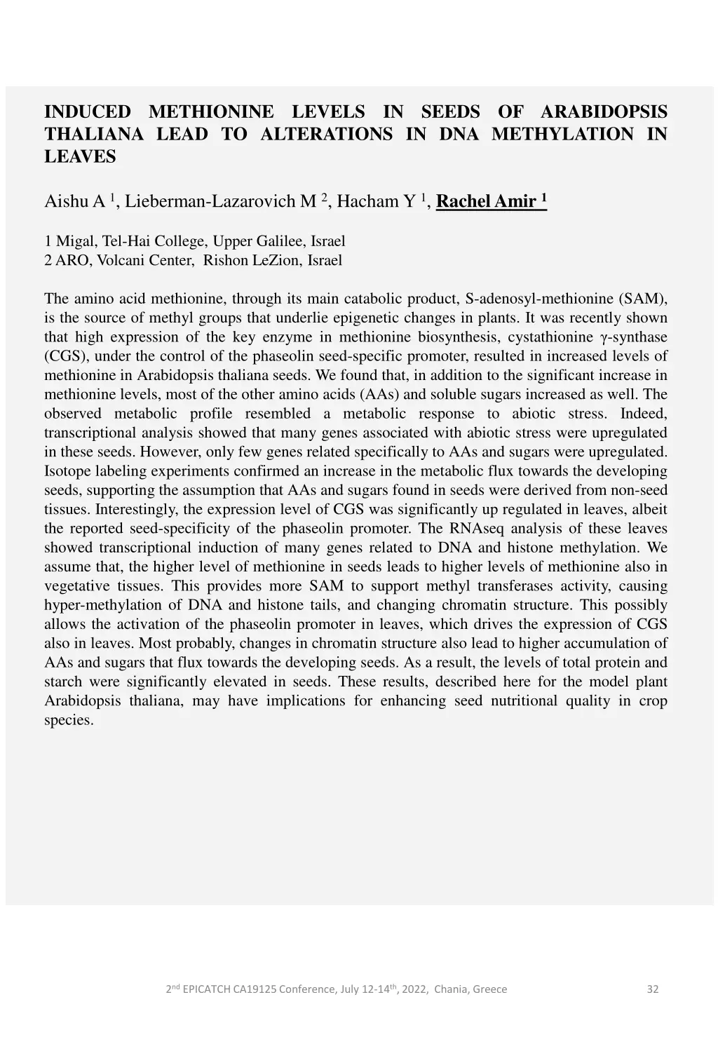 induced methionine levels in seeds of arabidopsis