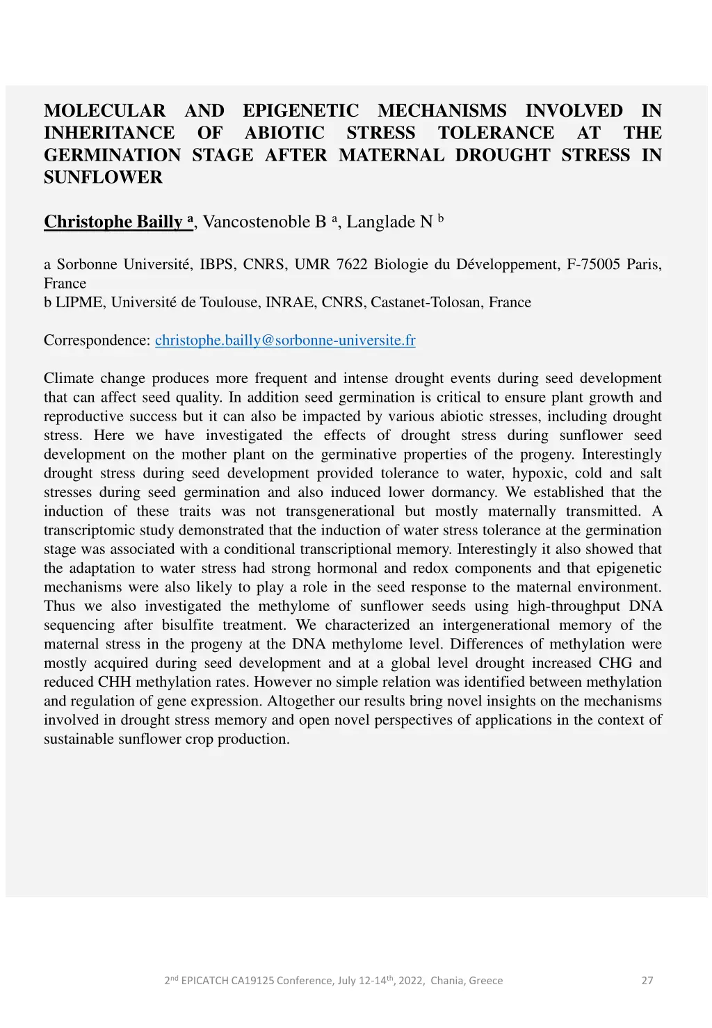 molecular and epigenetic mechanisms involved