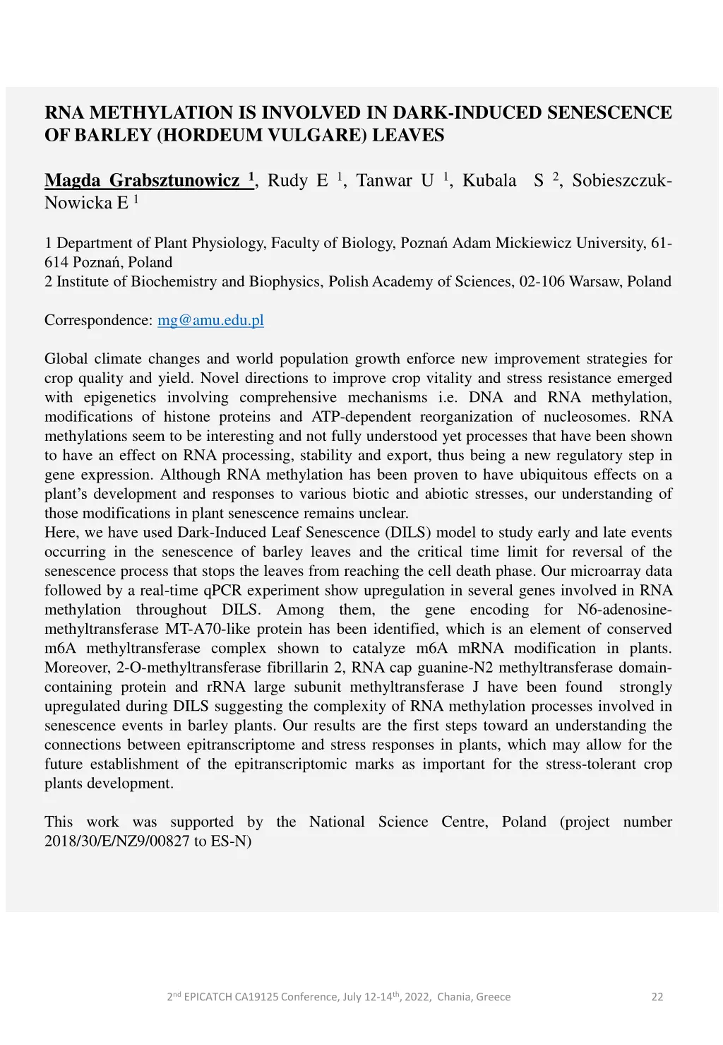 rna methylation is involved in dark induced