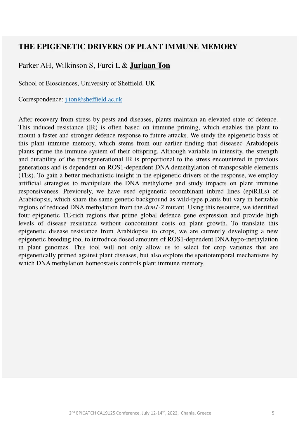 the epigenetic drivers of plant immune memory