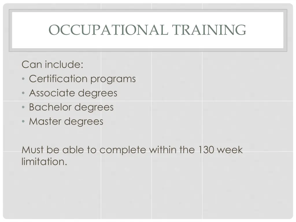 occupational training
