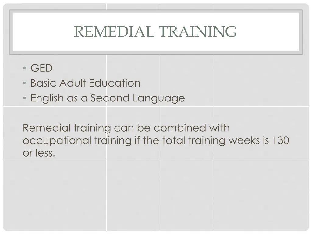 remedial training