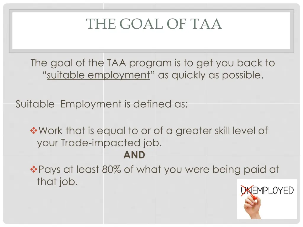 the goal of taa