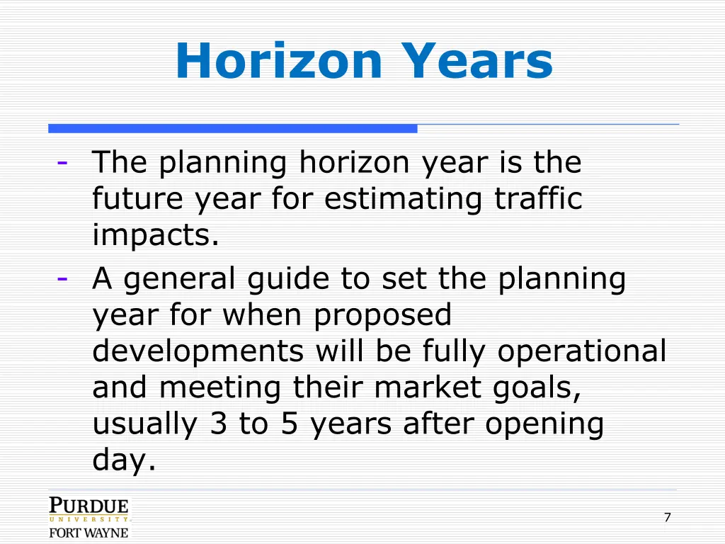 horizon years