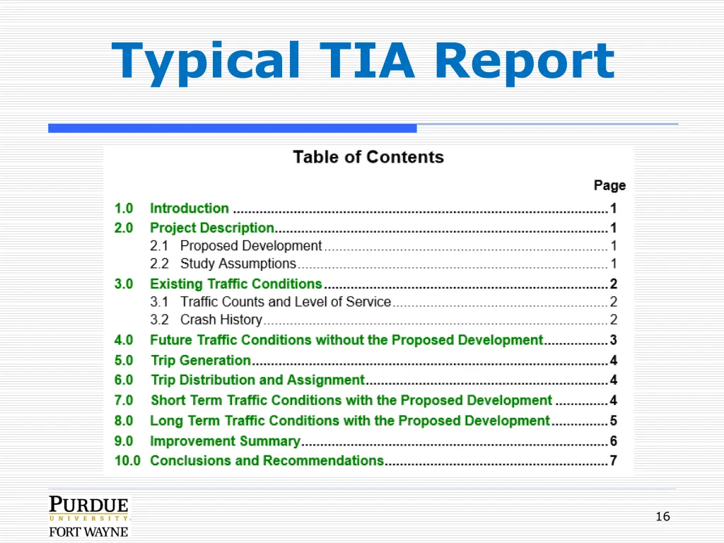 typical tia report