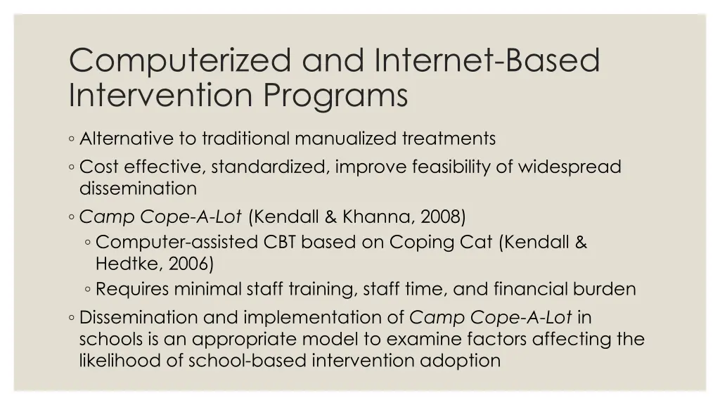 computerized and internet based intervention