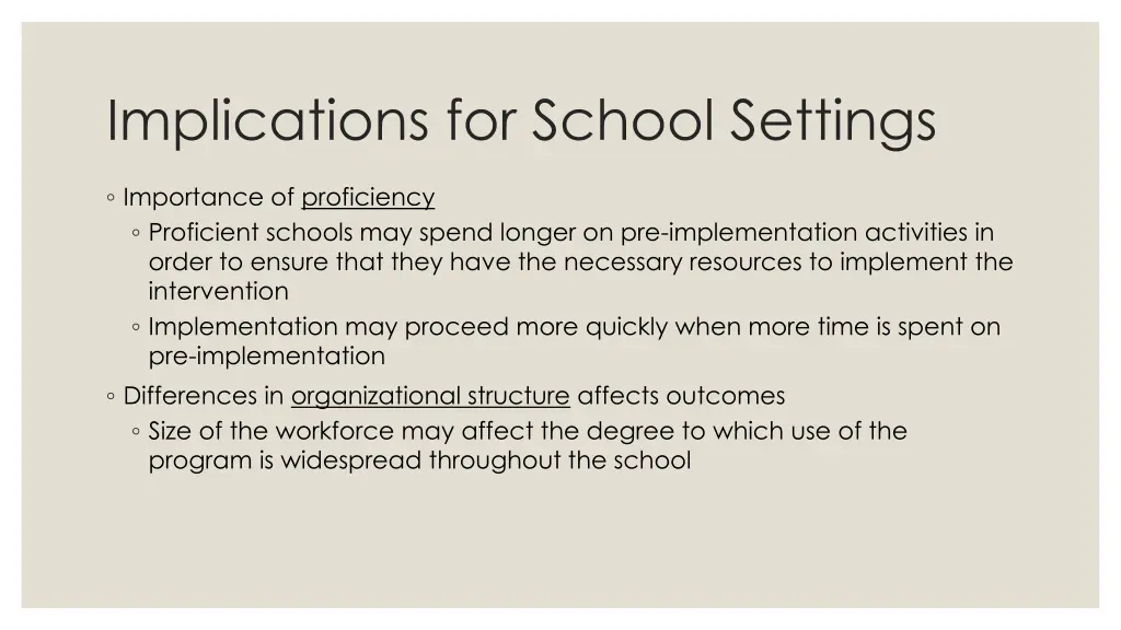implications for school settings
