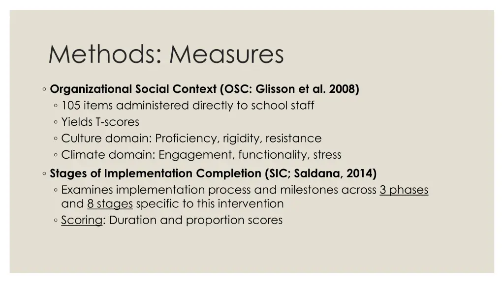 methods measures