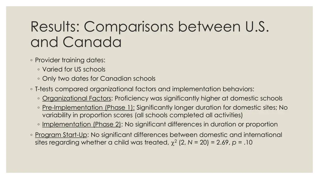 results comparisons between u s and canada