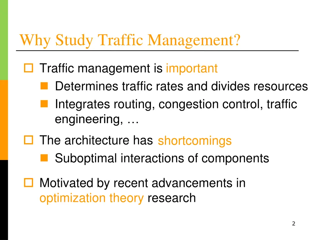 why study traffic management