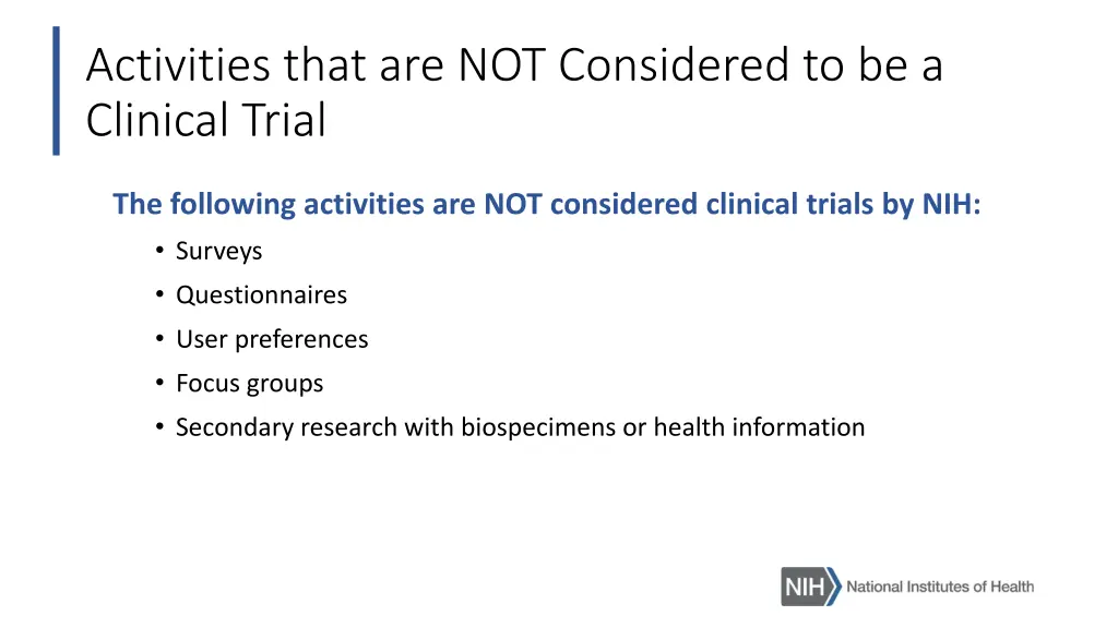 activities that are not considered
