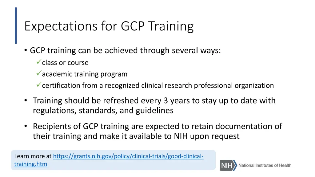 expectations for gcp training
