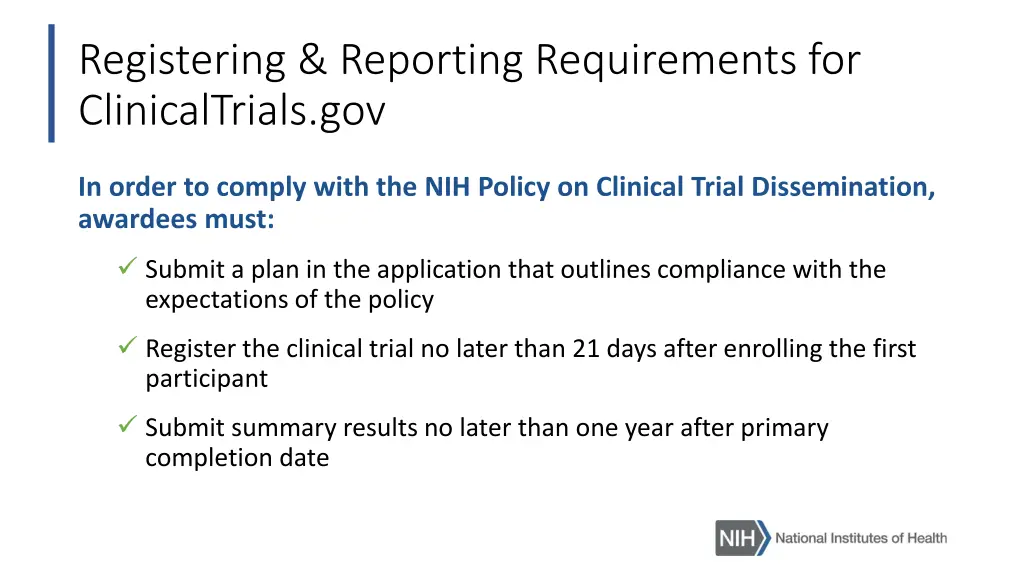 registering reporting requirements