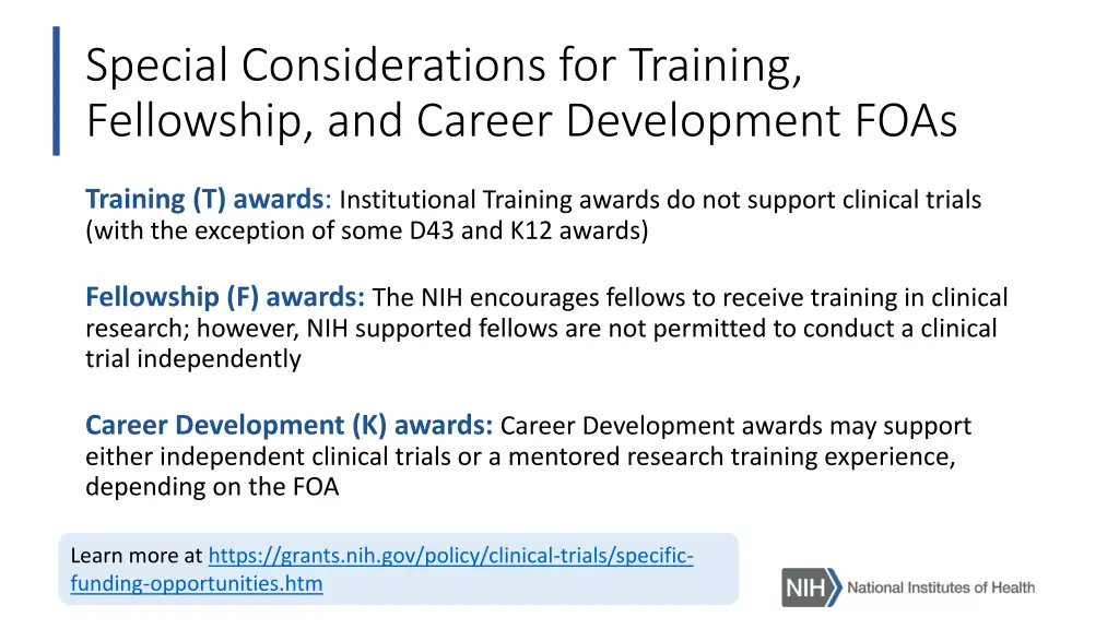 special considerations for training fellowship