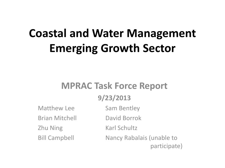 coastal and water management emerging growth