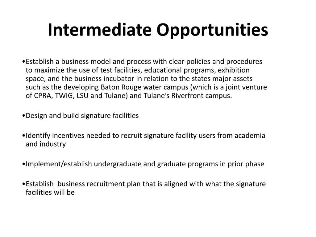 intermediate opportunities
