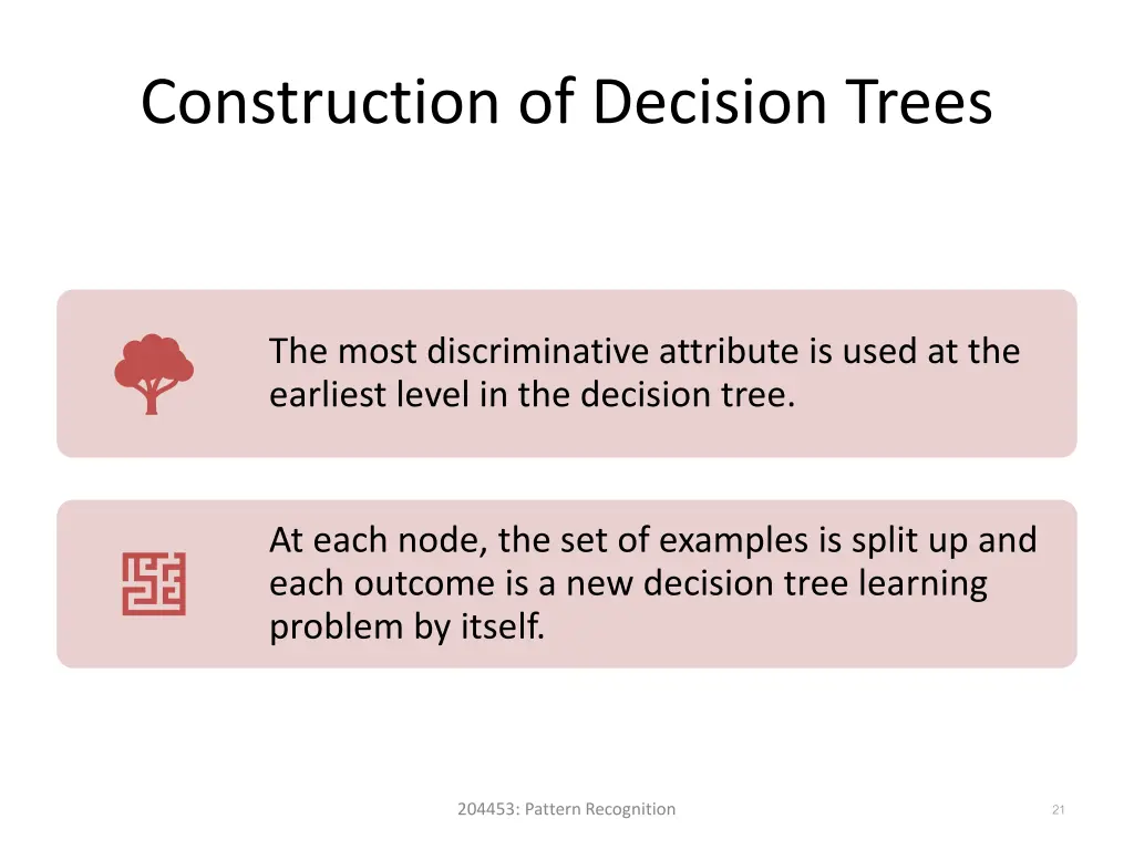 construction of decision trees
