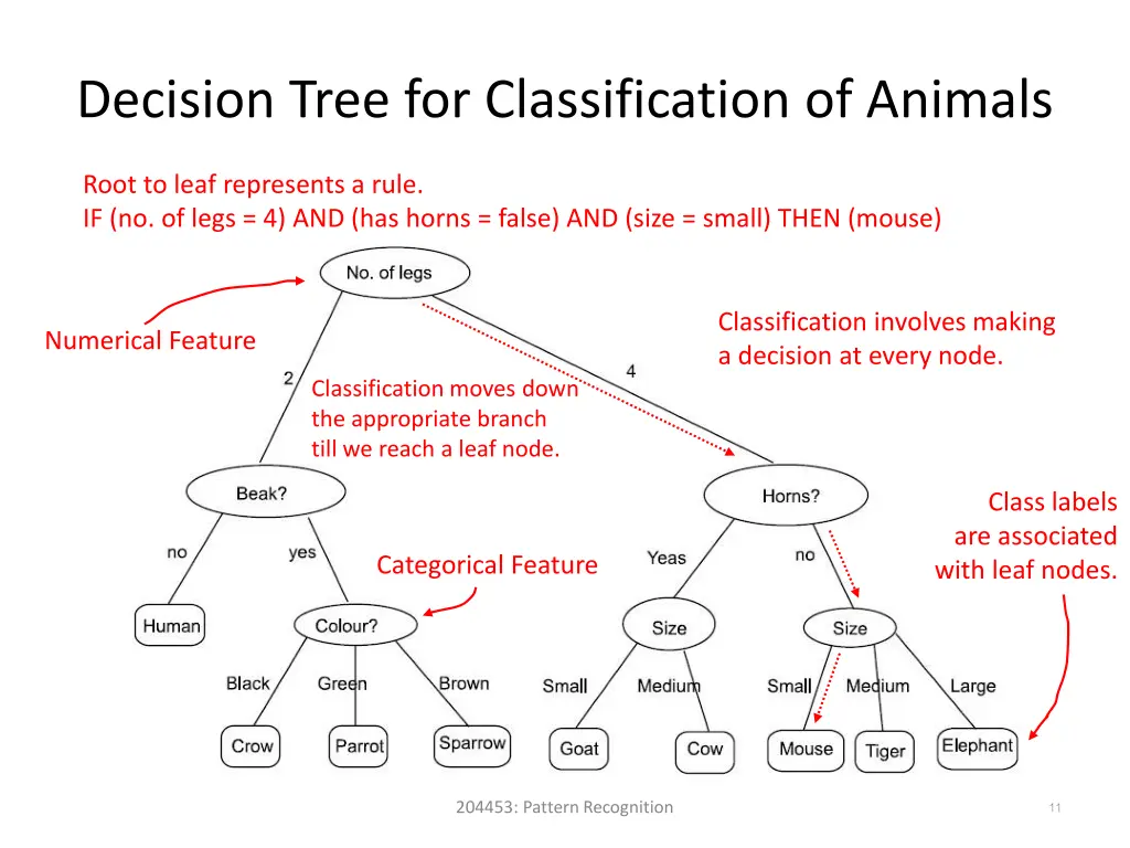decision tree for classification of animals