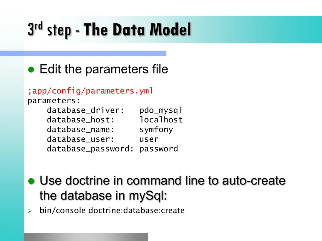 3 rd step the data model