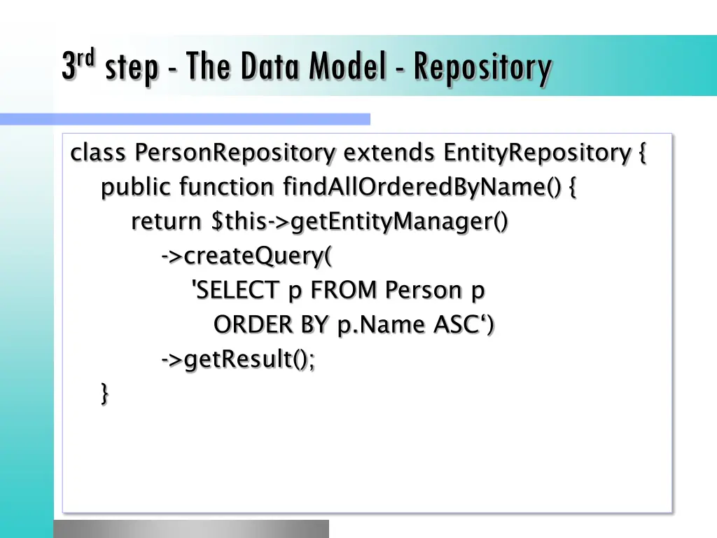 3 rd step the data model repository