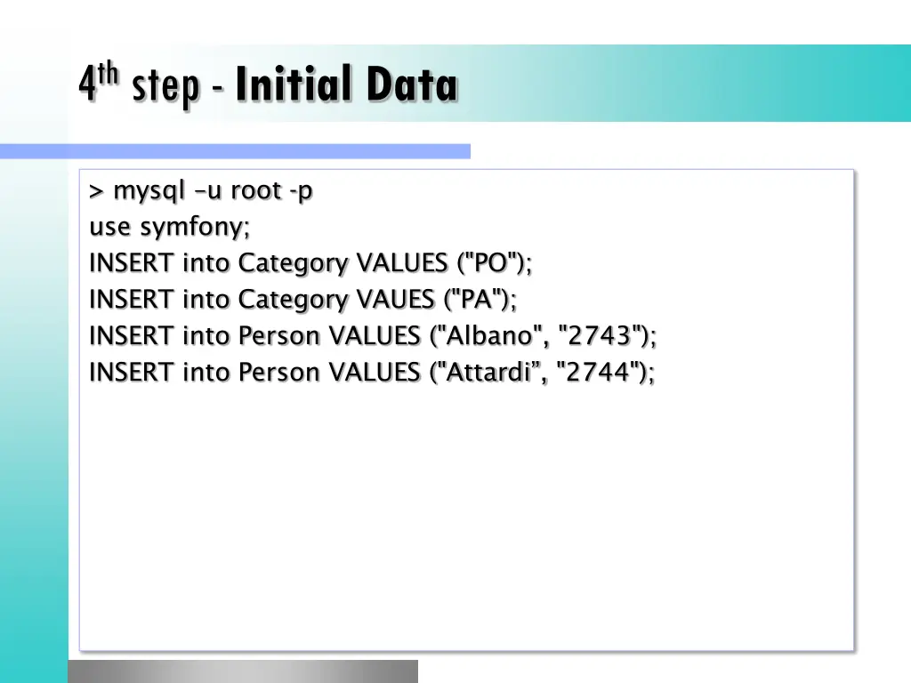 4 th step initial data