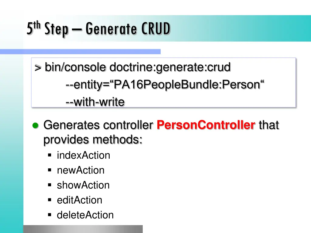 5 th step generate crud