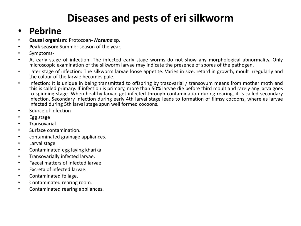 diseases and pests of eri silkworm