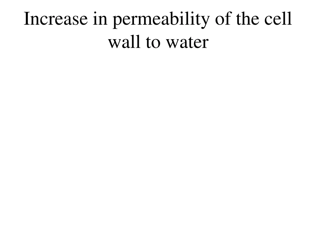 increase in permeability of the cell wall to water