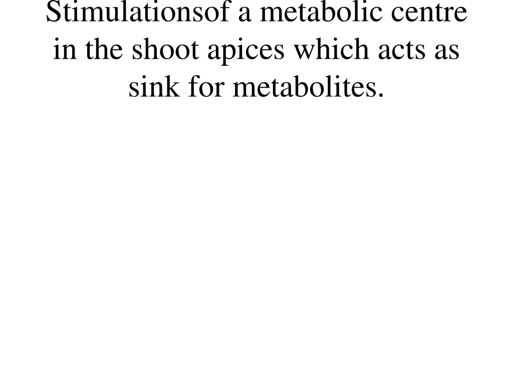 stimulationsof a metabolic centre in the shoot